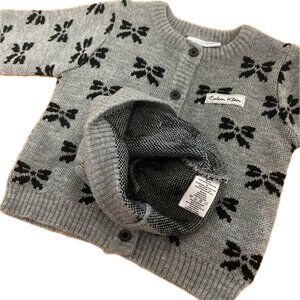 Calvin Klein Baby 6-12 months Baby Cardigan and Cap Gray